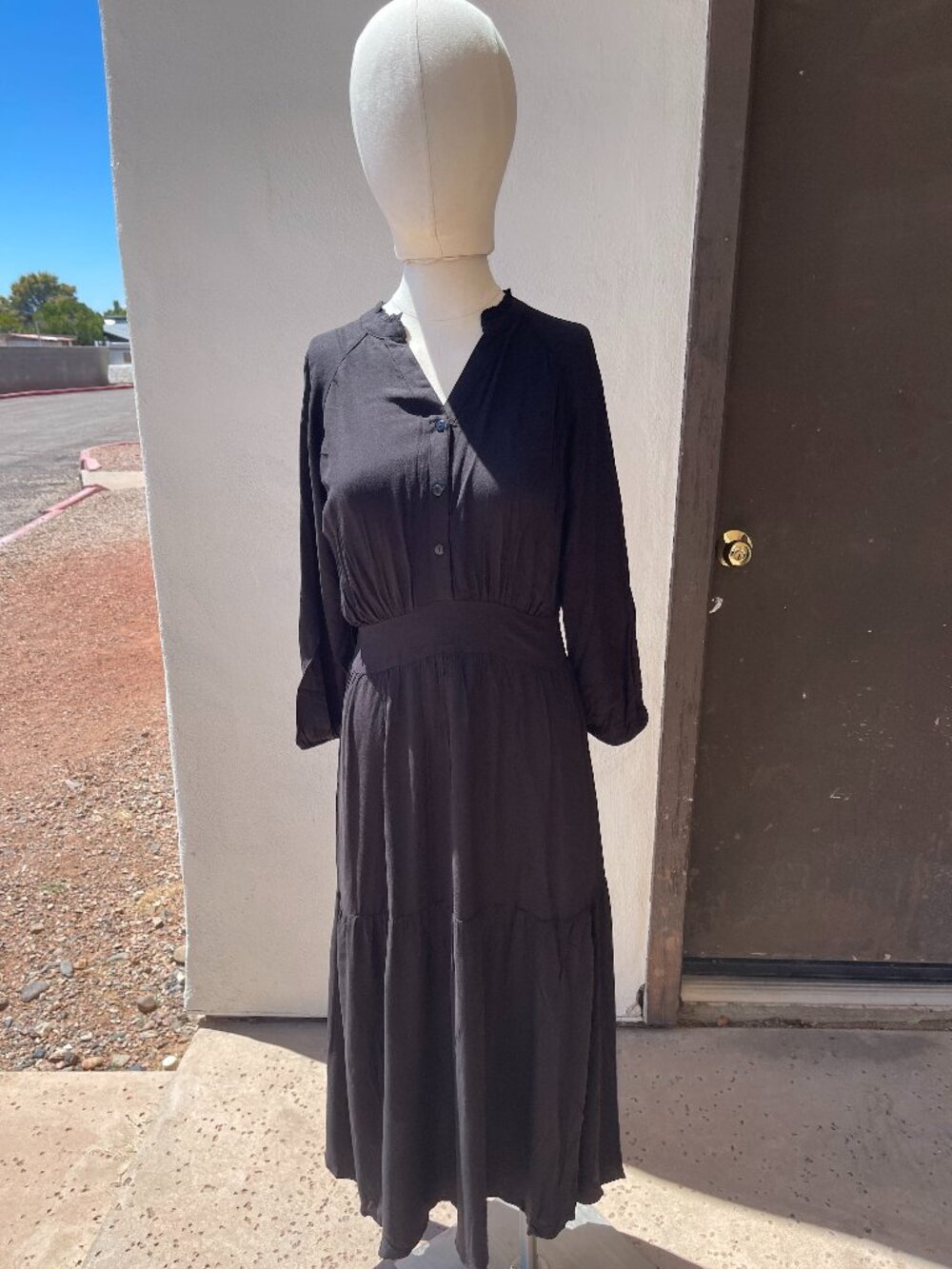 women's black midi dress NWOT size M breastfeeding friendly capsule basic